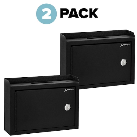 Adiroffice Wall Mountable Medium Size Steel Multi-Purpose Suggestion Drop Box, PK2 ADI631-02-BLK-2pk